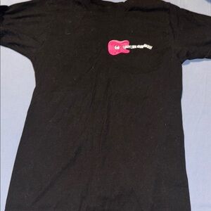 Black T-Shirt with Pink Guitar Graphic